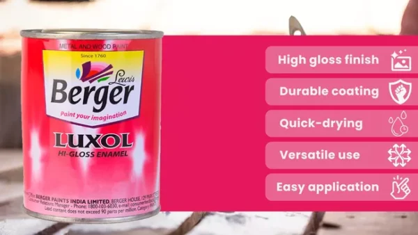 Berger Luxol High Gloss Enamel Paint - 1 Ltr (Snow White)