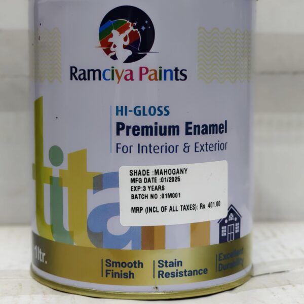 Ramciya Paints Titan Premium Gloss Enamel Paint Mahogany 1Ltr