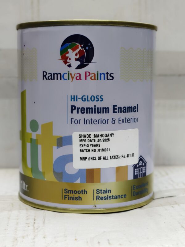 Ramciya Paints Titan Premium Gloss Enamel Paint Mahogany 1Ltr